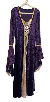 Renaissance Dress Costume Women s Size 2x Purple Gold Tan Lace Up Front Back