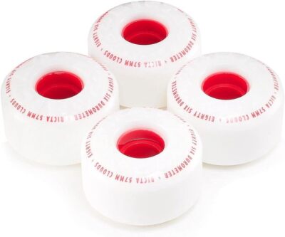 RICTA 53mm Clouds 86A Soft Skateboard Wheels 53 mm, White / Red 