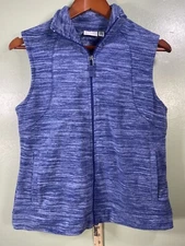 Kim Rogers Purple And Gray Striped Zipper  Vest Size Small