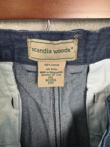 Scandia Woods Casual Chino Pants Men's 34L Navy Blue Denim Cotton Slash Pockets - Picture 5 of 6