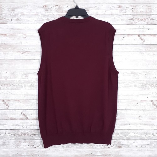 Chaps Mens Sweater Vest L V-Neck Burgundy Knit 55 - Picture 2 of 4