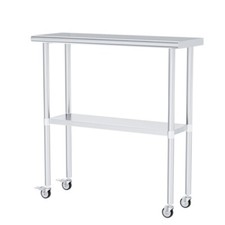 Stainless Steel Table with Wheels 14'' x 36'' Prep Table for Commercial Kitchen