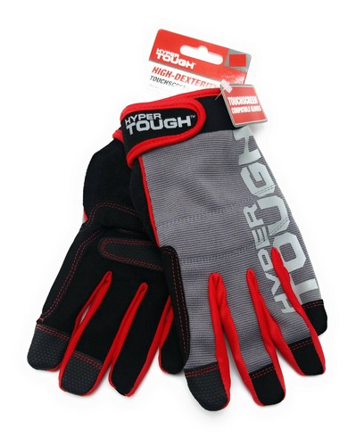 HyperTough High Dexterity Glove, Gray Red Black, Touch compat, No-Slip, M, L, XL - 第 1/6 張圖片