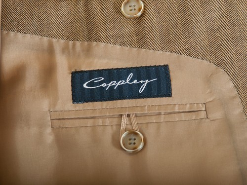 Coppley Brown Silk Blend Herringbone Bocelli Blazer 48R 8604 - Picture 2 of 3