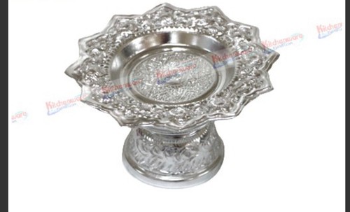 Vintage Style Thai Phan Tok High Foot Silver Tray Embossed Aluminum Size 14-45cm - Picture 21 of 36