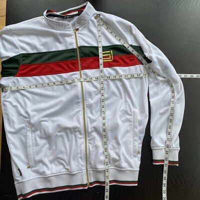 Sean John White / Red Green Stripe / Metallic Gold Zip Track Sean John White / Red Green Stripe / Metallic Gold Zip Track