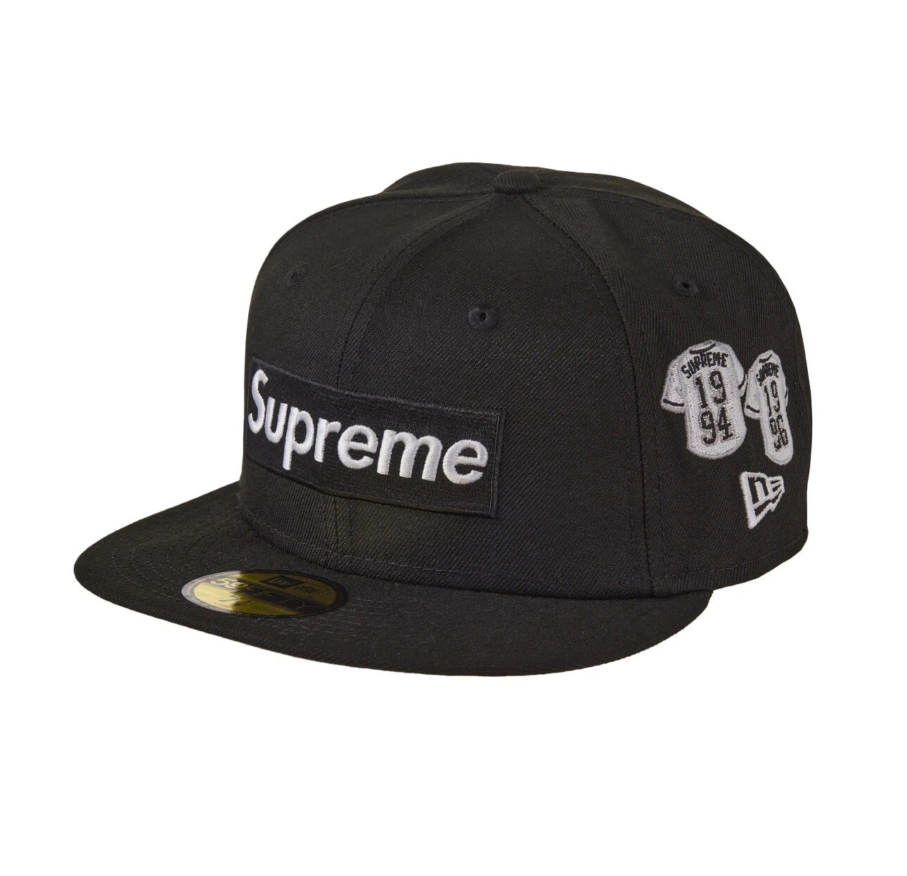 SUPREME JERSEYS BOX LOGO NEW ERA CHAPEAU NOIR TAILLE 7 3/8 (AUTHENTIQUE) FW24