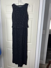 Black Velvet Maxi Dress Formal Wear Scott McClintock Gown Beaded 12