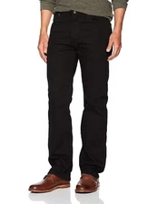 Wrangler Regular Fit Flex Jeans Mens 34x32 Black Straight Cotton Blend Dark New