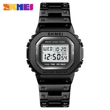 SKMEI Men Watches Steel Wristwatch Digital Electronic Stopwatch Boys Sport Watch