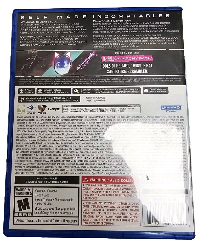 Saints Row Day One Edition *US release* *Playstation 5* PS5 Region