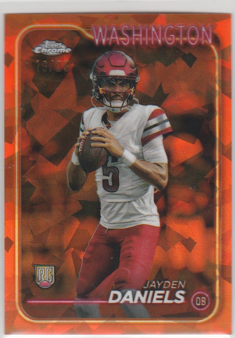Jayden Daniels 2024 Topps Chrome Sapphire RC Orange Sapphire 16/25 Commanders