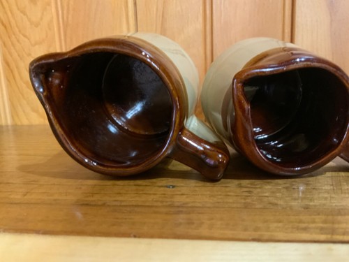 Vintage Set of 2 Brown Glazed Ceramic Crock Measuring Cups Stoneware, Taiwan - Picture 7 of 7