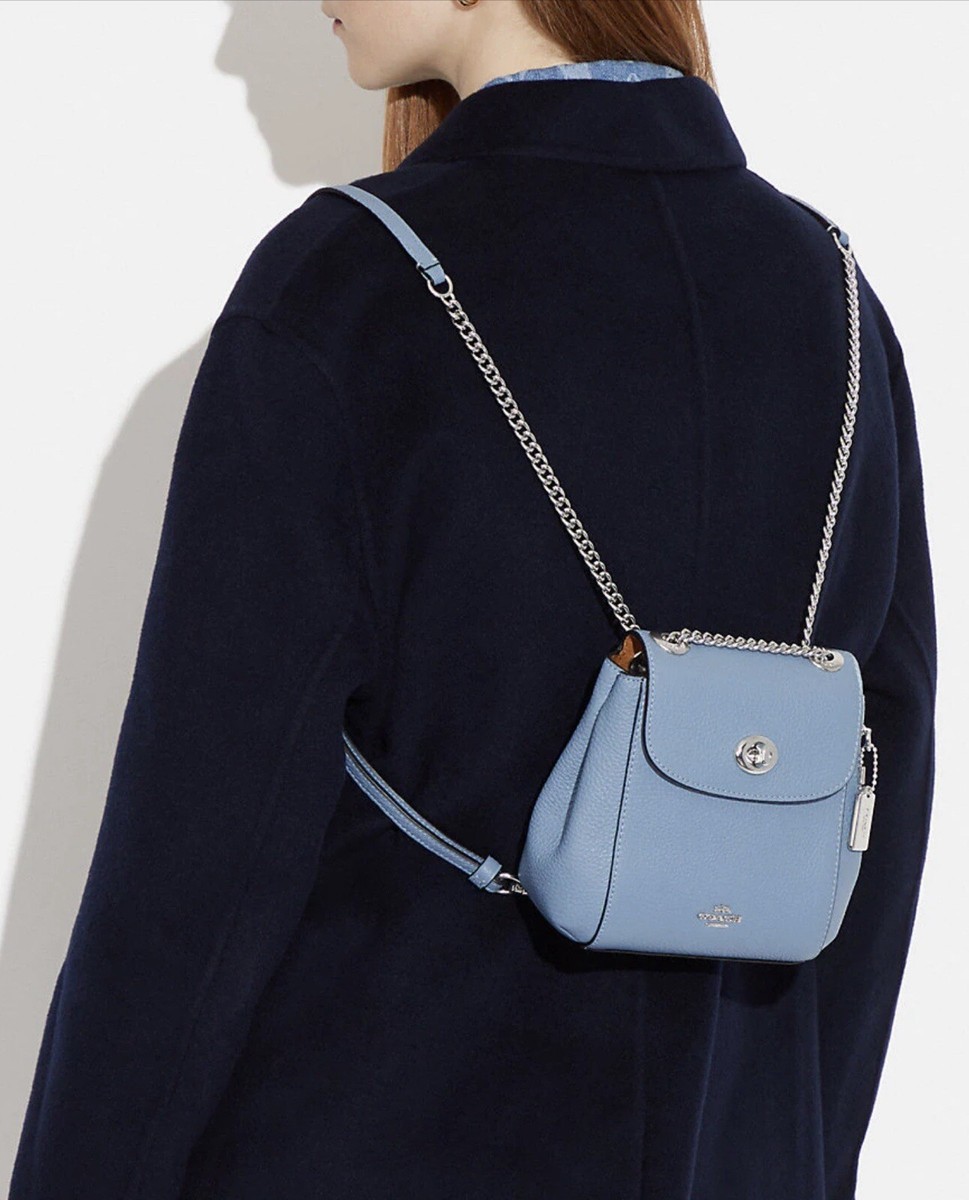 Coach, women’s Convertible mini Backpack, Cornflower COACH C5677 Cornflower Blue Convertible Leather Micro  main image 2