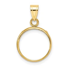14k Yellow Gold Plain Edge Coin Bezel Pendant Prong Mounting - For Various Coins
