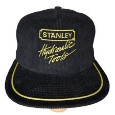 Vintage Stanley Hydraulic Tools Corduroy Leather Strap Back Hat ProMark Inc