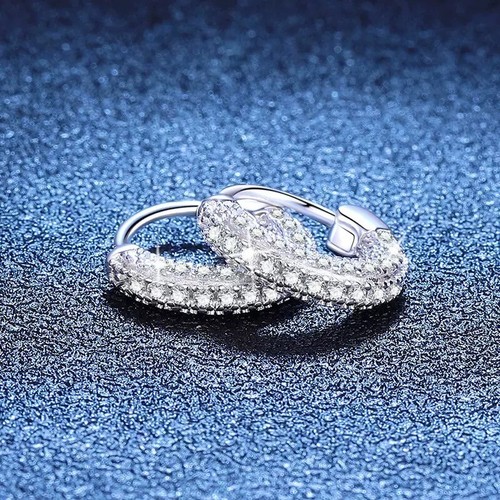 0.7cttw D Color VVS1 Moissanite Hoop Earrings Women 925 Sterling Silver Gift - Picture 2 of 9