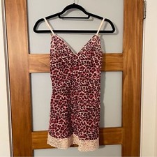 Victoria  s Secret Y2K Pink Cheetah Lace Sheer Slip Lingerie