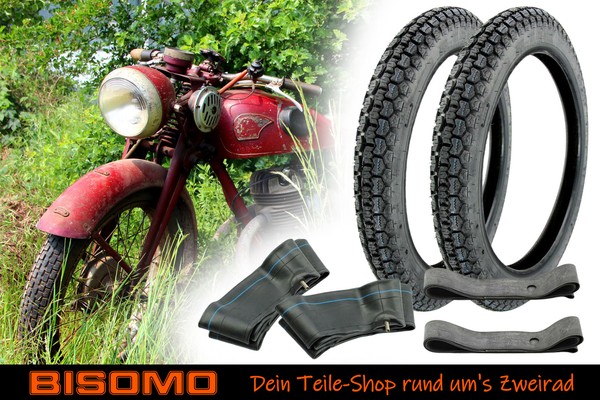 2 Kenda Reifen 2,75X17 Zoll K254 P41 + Schlauch + Felgenband Moped Mofa Motorrad-image