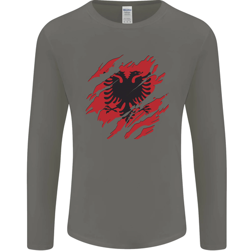 Desgarrado Albania Bandera Albanés Día Fútbol Hombre Manga Larga Camiseta - Imagen 16 de 42