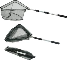  Fishing Landing Net with Telescopic Pole Handle, Freshwater Fishing Net