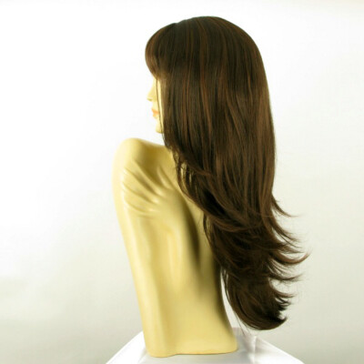 Perruque Longue Femme Couleur Chocolat Mèches Cuivrées - Synthétique, Style Virginie 627c