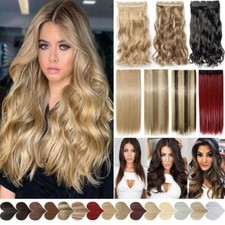 Real Thick Natural Clip in 3/4 Full Head Hair Extensions Extension Soft as human
