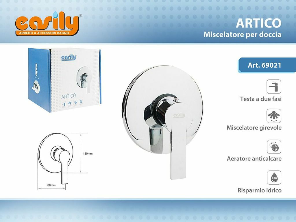 x Bagno Miscelatore Da Incasso Parete Doccia Monocomando Cromato Artico dfh