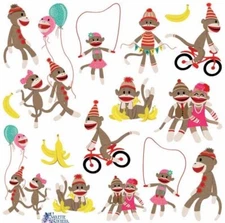 Violette Stickers Sock Monkey & Friends Crafts Planner Supply Scrapbook