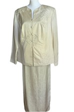 Adrianna Papell Silk Beaded Special Occasion 2 Piece Jacket Skirt Plus 16 MOTB