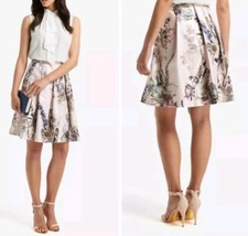 Ted Baker Quincci Torchlit Metallic Floral Full A-Line Skirt Size 3 UK 12/14 