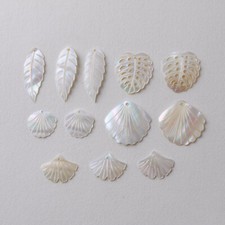 4p Natural Shell Charm,Ginkgo Leaf Tortoise Leaf Pendant,Leaf Charm,Leaves Charm
