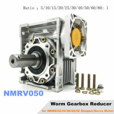 NMRV050 Worm Gearbox NEMA34 14mm Input Shaft Ratio 100:1 Worm Gear Speed Reducer