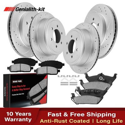 Front Rear Drilled Rotors Pads for 2004 -2007 2008 Ford F-150 Lincoln Mark LT