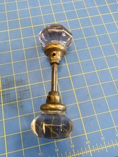 1 pair rare extra alrge 8 point Antique large glass door knobs purple hue