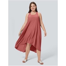 Halara Breezeful™ RacerPocket High Low Flowy Midi Quick Dry Red Dress 2X