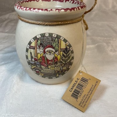 Hallmark Santa's Workshop Candle Crock Christmas Pottery