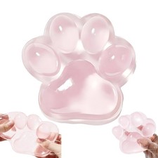 Large Cat Paw Taba Squishy Big Squeeze Toys 5-inch Clear Pink Cute Fufu Squis...