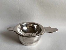Vintage Industria Argentina Stainless Steel Tea Strainer and  Rest Small Bowl