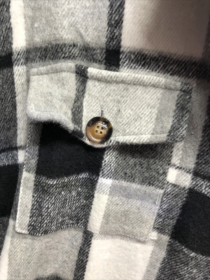 Unbranded Flannel Shirt Dress Size Large Black White Check Pockets Oversized - Image 3 of 4