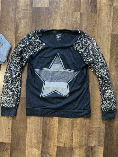 Lot of 2 Justice Girls Size 14 Sequin Sweatshirt And Sweater Dress - Picture 4 of 10