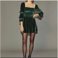 Reformation Albi Velvet Dress Forest Holiday Regency Whimsigoth Silk Blend XL