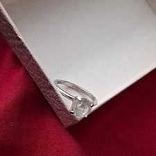 Sterling Silver Prong Set Clear Simulated Diamond Solitaire Engagement Ring 5