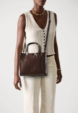 Ted Baker 🎀 Rouseta Handbag leather RRP £130 Bag dark brown Flower