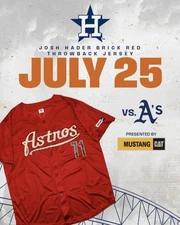 Josh Hader Houston Astros SGA Brick Red Throwback Jersey 7/25/2025 IN HAND NEW