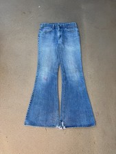 Vintage 80's Levi's 684 Orange Tab Bellbottom Flare Faded Denim Jeans Size 32x33