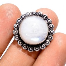 Handmade 925 Sterling Silver Natural Rainbow Moonstone Ring 6.75 US Gift For Her