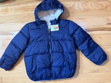 Boys PUFFER Jacket Sz 130 5-6 Navy W/Fleece Lining NEW WITH TAGS
