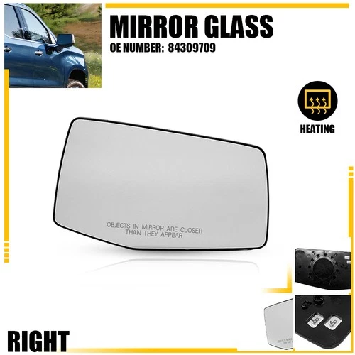 Mirror Glass Heated Passenger RH for 19-23 Chevrolet Silverado GMC Sierra 1500