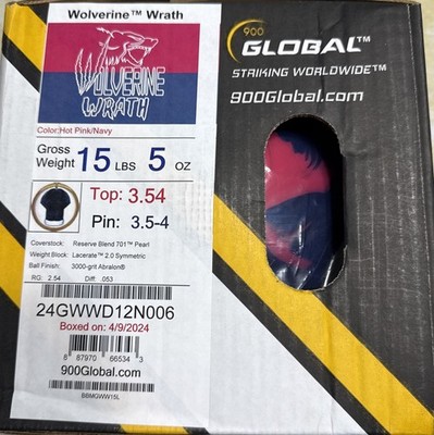 15lb 900 Global Wolverine Wrath OVERSEAS Bowling Ball NIB! | eBay